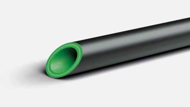 aquatherm green SDR 7,4 MF UV siyah dış katmanlı boru kesiti